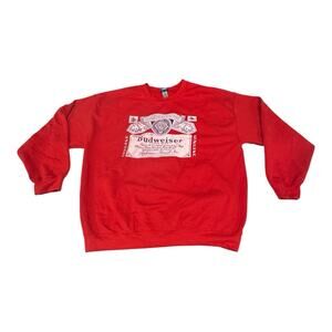 Brew City Men's Red Budweiser XL Crewneck Pullover Sweatshirt Brewery Beer Drink